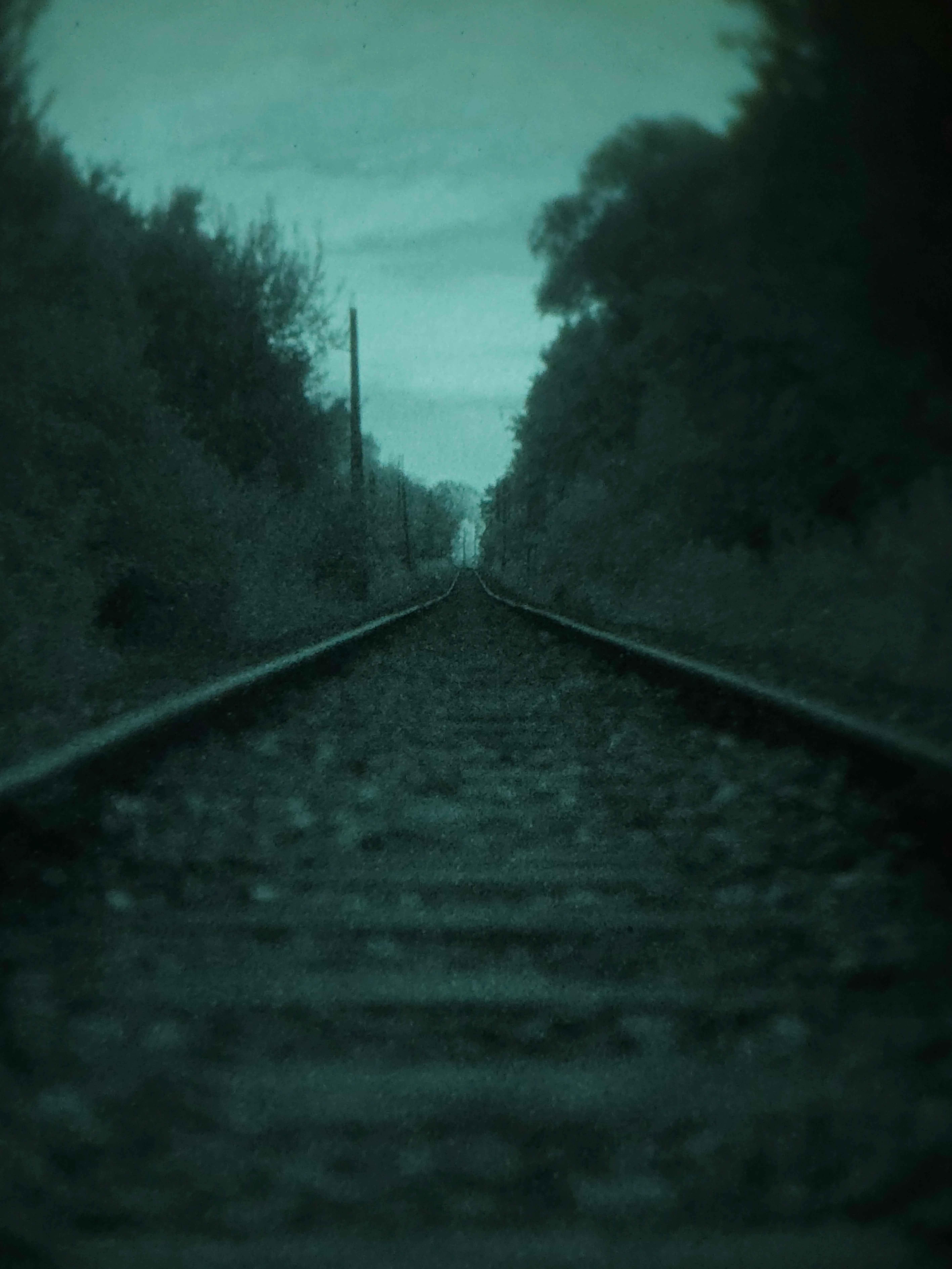 Railway tracks at dusk along a night-trip route